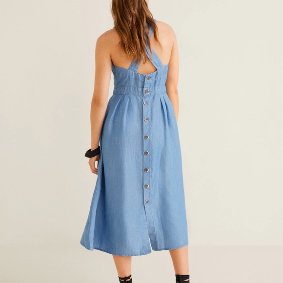 Mango midi blue linen straps Elegant summe… - Picture 2 of 11